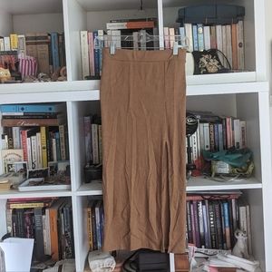 NSF Camel Ribbed Knit Midi Skirt (Maxine Skirt)